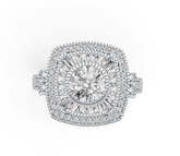 10K Gold Semi Mount Ring Setting Round RD 7x7mm with White Topaz Moissanite Accent DHJ