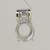 Platinum Semi Mount Pendant Setting Round RD 10x10mm Diamond Accent Syzjewelry