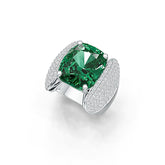 10K Gold Semi Mount Ring Setting Cushion CU 14X12mm with White Topaz Moissanite Accent DHJ