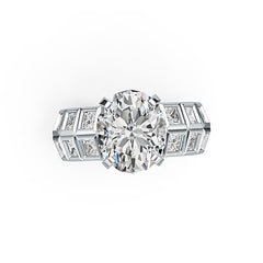 Sterling Silver Semi Mount Ring Setting Oval OV 12X10 with White Topaz