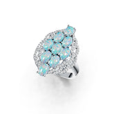 14K Gold Semi Mount Ring Setting Oval OV 6X4mm Cabochon Diamond Accent DHJ