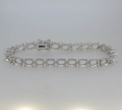 18K Gold Semi Mount Tennis Bracelet Setting OV 6x4mm Cabochon Syzjewelry