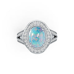Sterling Silver Semi Mount Ring Setting Cabochon Oval OV 10X8mm White Syzjewelry