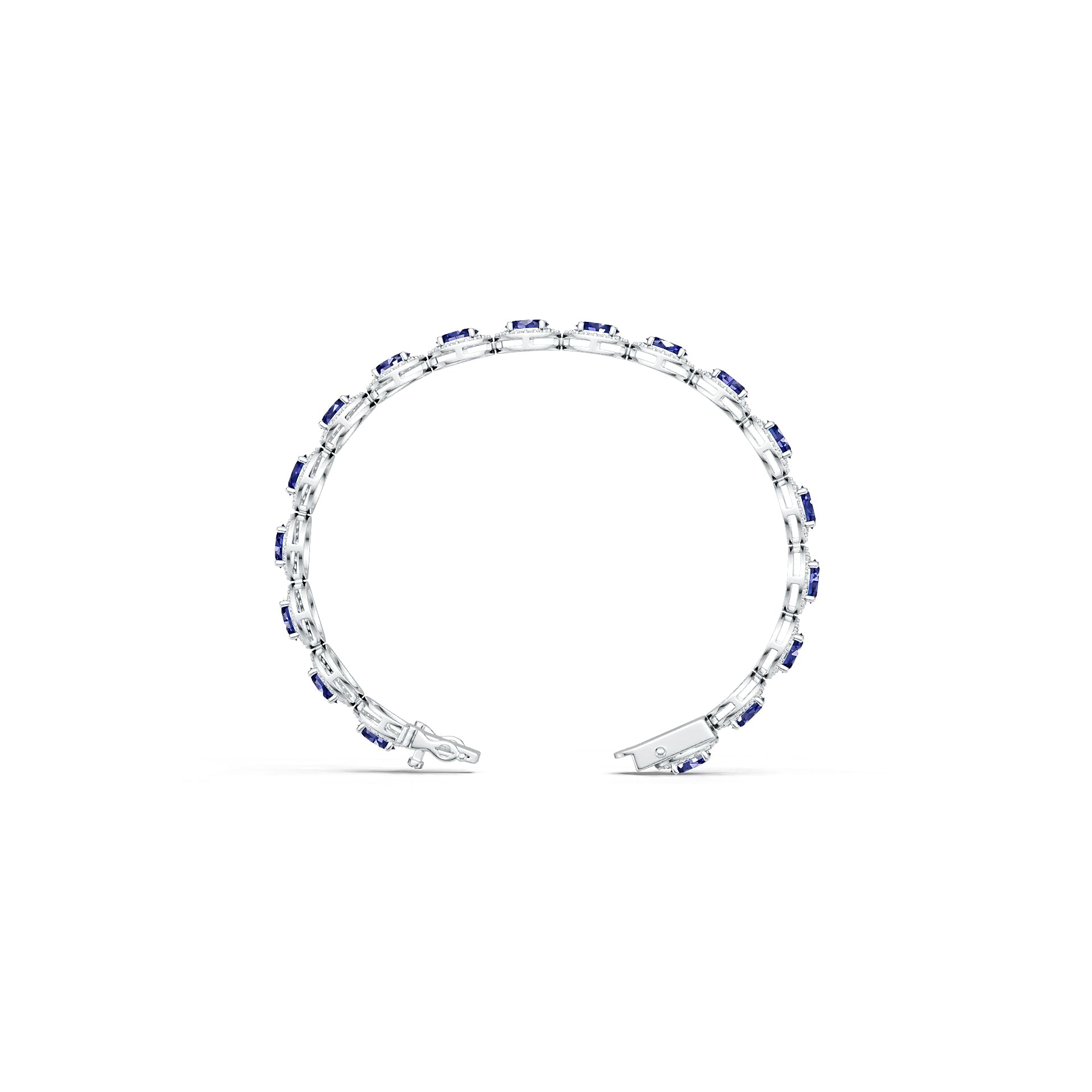 Sterling Silver Semi Mount Bracelet Setting Oval OV 7x5mm Halo Tennis Syzjewelry