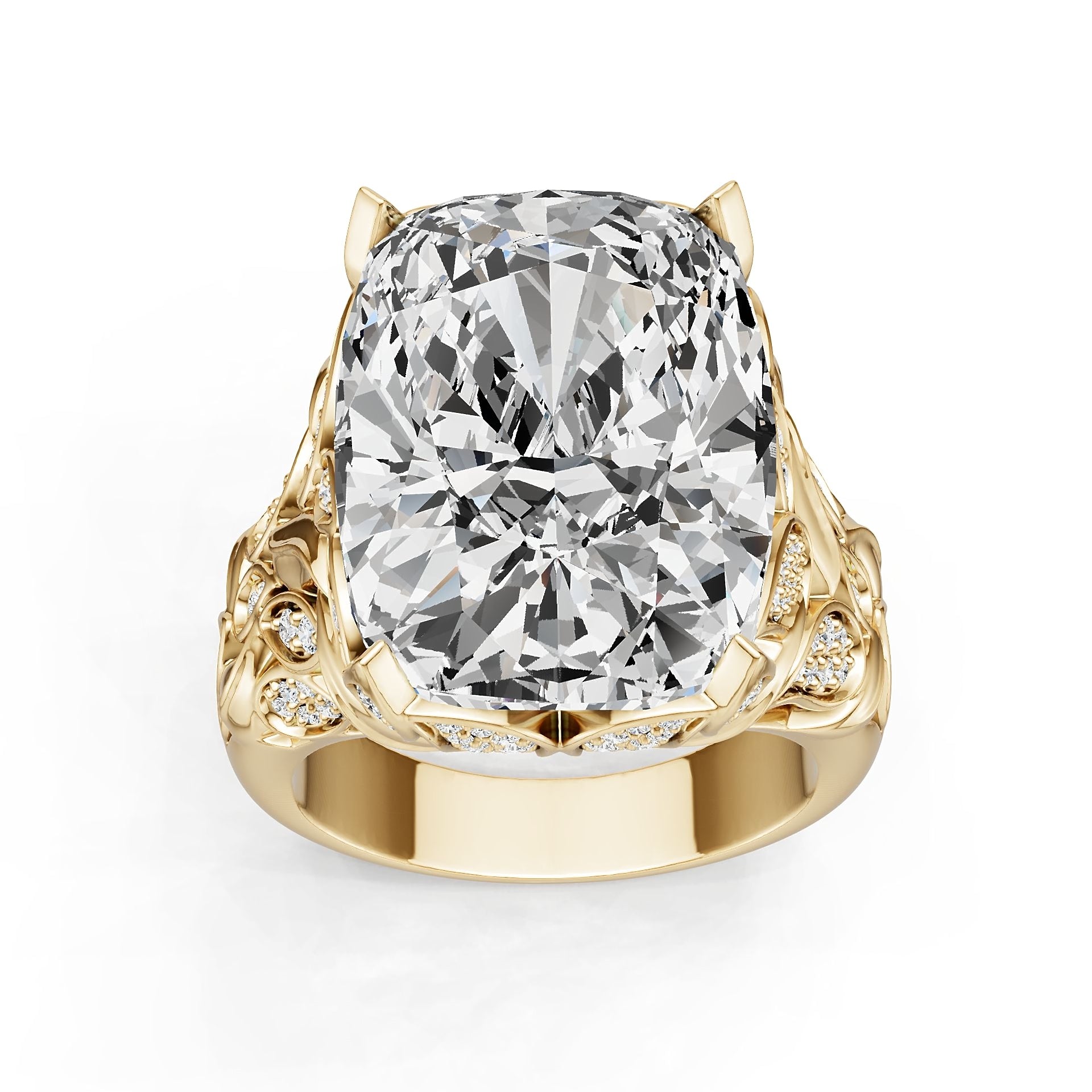 14K Gold Semi Mount Ring Setting Cushion Cu 19x14mm Diamond Accent Syz Jewelry