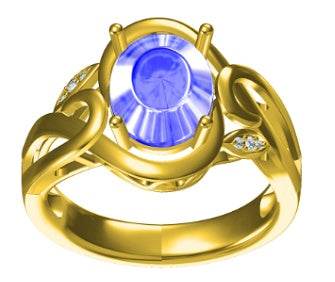 18K Gold Semi Mount Ring Setting Oval OV 10X8mm Diamond Accent DHJ