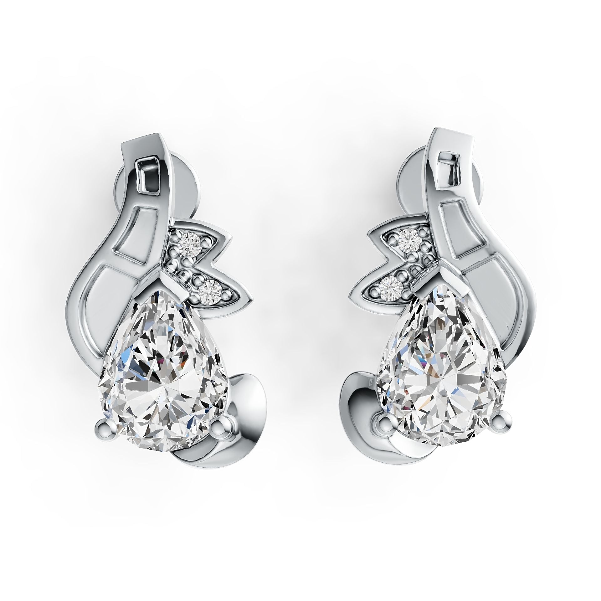 Sterling Silver Semi Mount Earrings Setting Pear PE 8x6mm DHJ