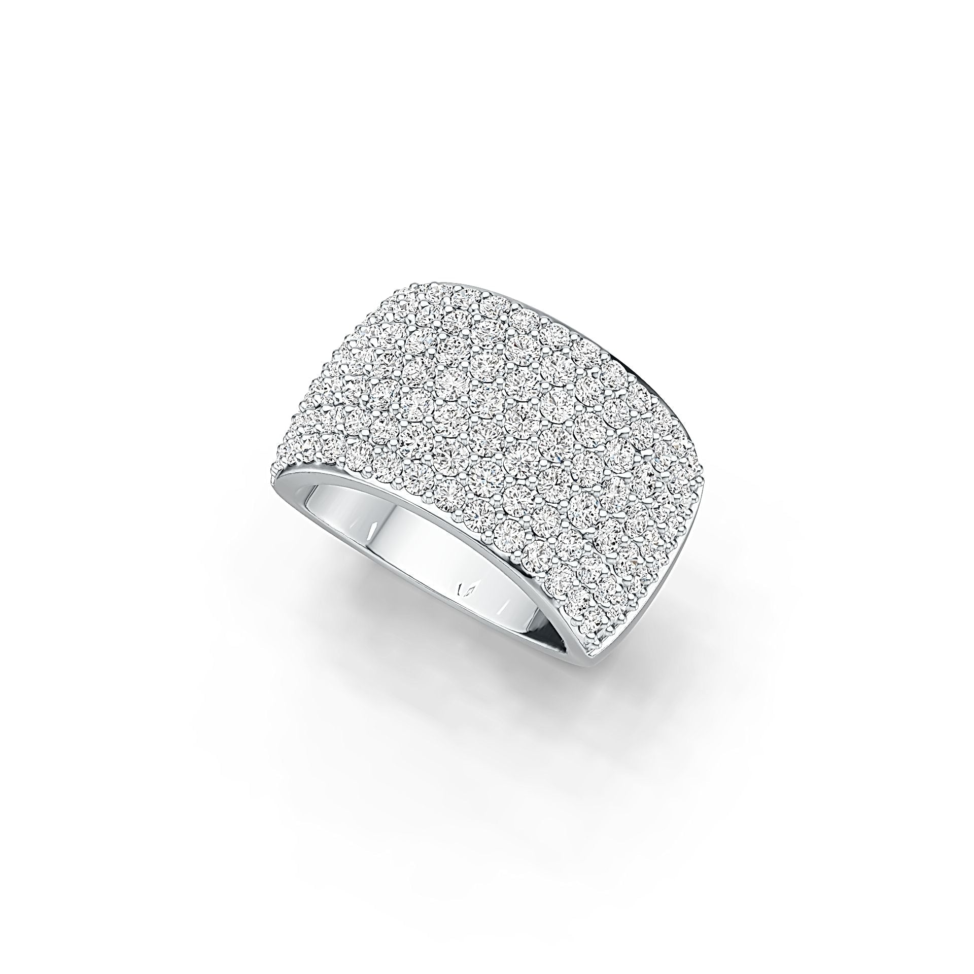 Platinum Pave Ring Multi-Row with White Topaz or Moissanite Diamond Accent DHJ