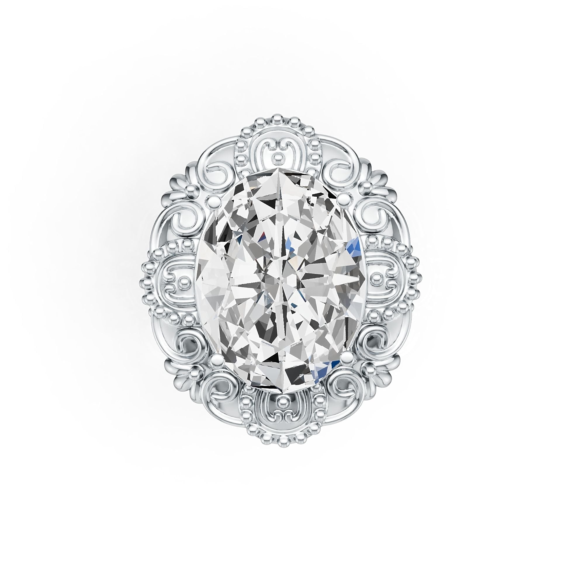 Sterling Silver Semi Mount Ring Setting Oval OV 20X15mm Cocktail Ring DHJ