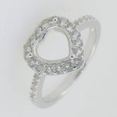 Platinum Semi Mount Ring Setting Heart HT 8X8mm Halo Diamond Accent Syzjewelry