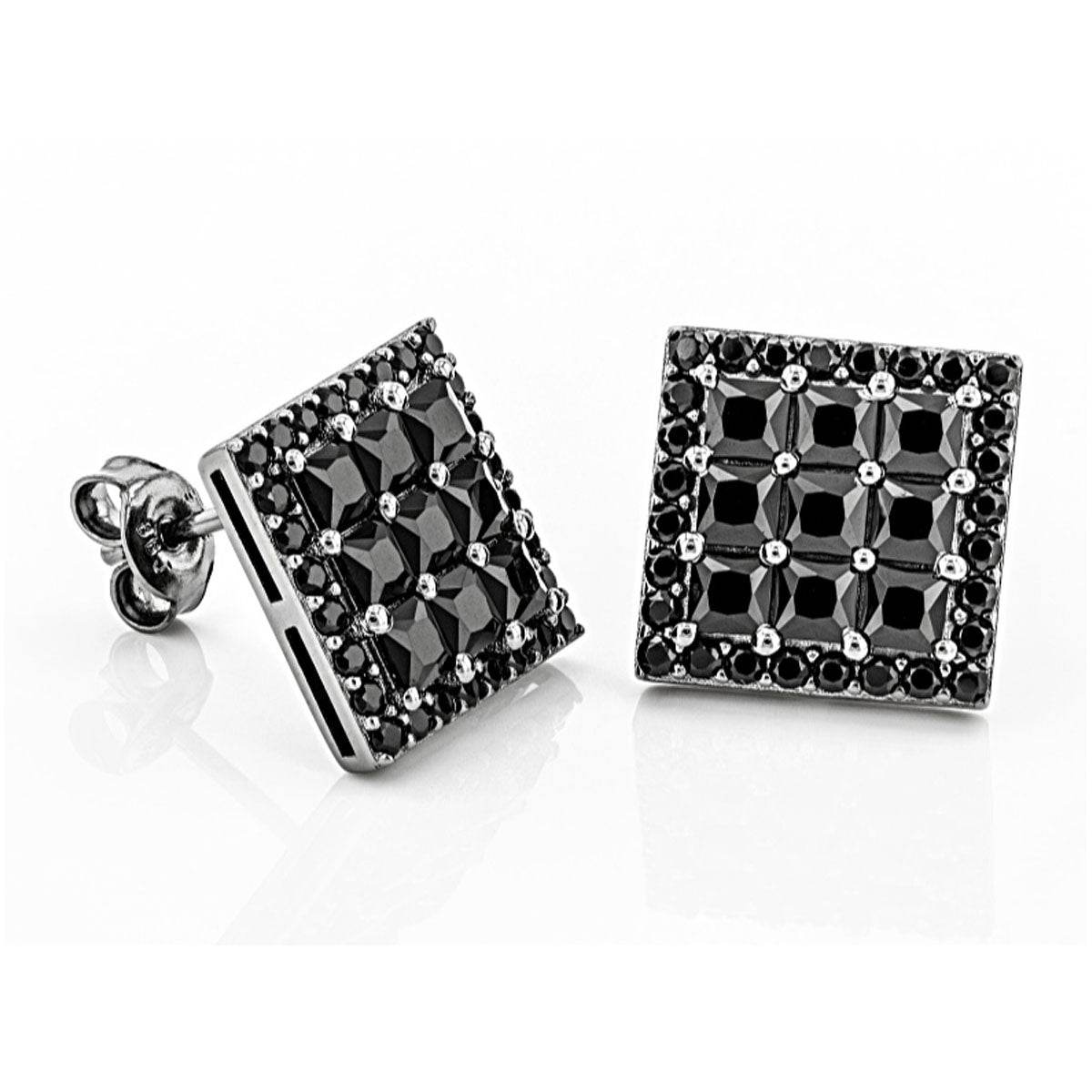 Platinum Semi Mount Earrings Setting Princess SQ 3X3mm with Diamond Accent DHJ