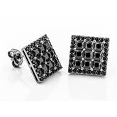 Platinum Semi Mount Earrings Setting Princess SQ 3X3mm with Diamond Accent DHJ