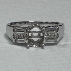 10K Gold Semi Mount Ring Setting Oval OV 8X6mm Moissanite Accent DHJ