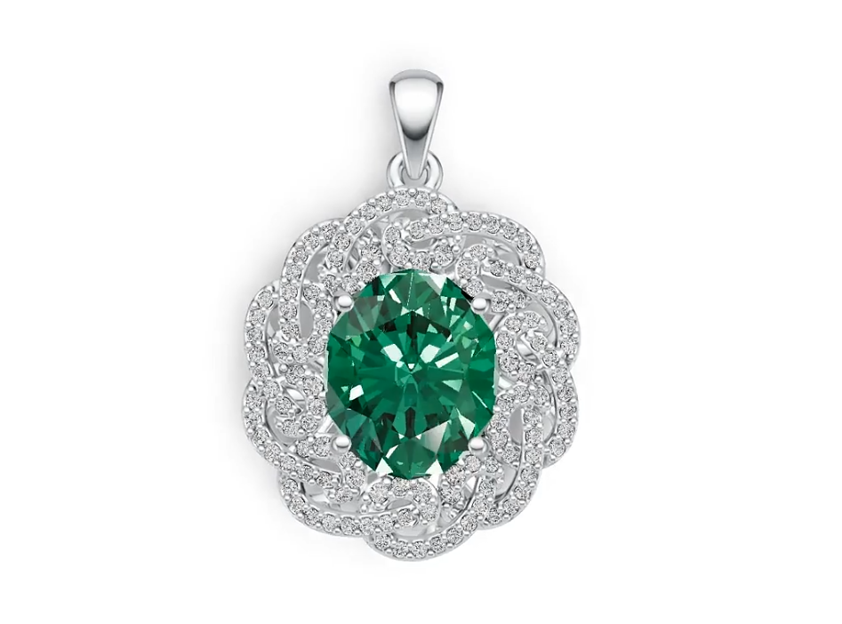 10K Gold Semi Mount Pendant Setting Oval OV 12X10mm with White Topaz Moissanite Accent DHJ