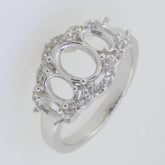 14K Gold Semi Mount Ring Setting Oval OV 8X6mm 6x4mm 5x3m Whi Diamond Accent Syzjewelry