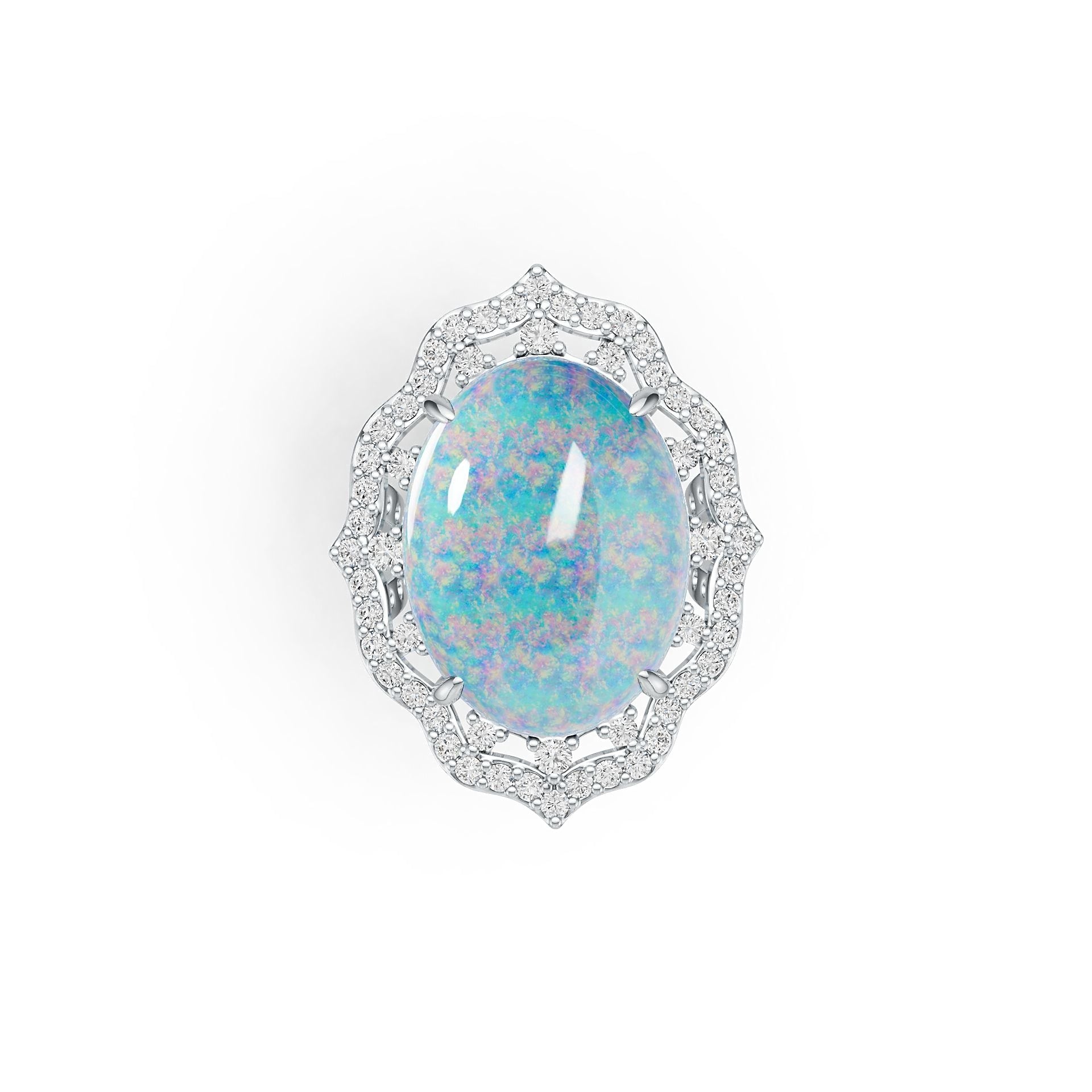 Sterling Silver Semi Mount Ring Setting Cab Oval OV 20x15mm Halo Accent Cocktail Ring Syzjewelry