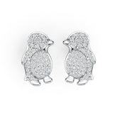 14K Gold Earrings with or Moissanite Penguin Theme Diamond Accent DHJ