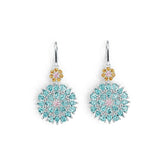 14K Gold Cluster Dangling Earrings with White Topaz or Moissanite Diamond Accent DHJ