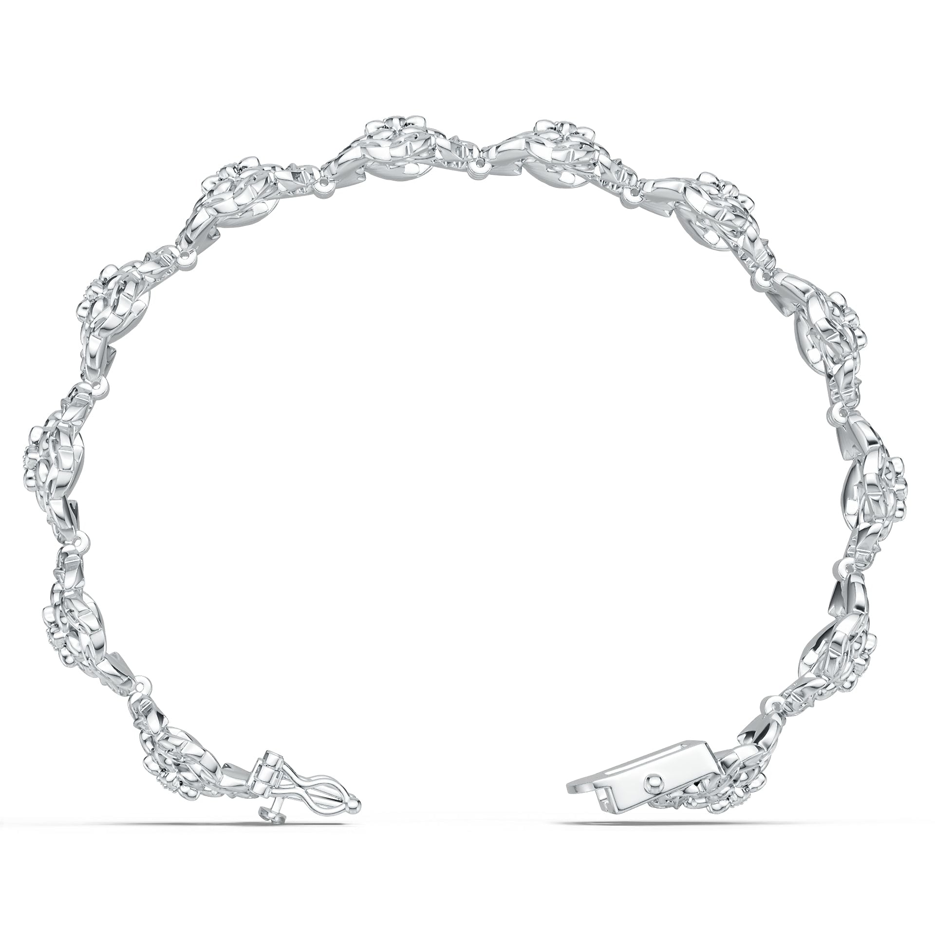 Platinum Semi Mount Bracelet Setting Round Ro 6x6mm Syz Jewelry