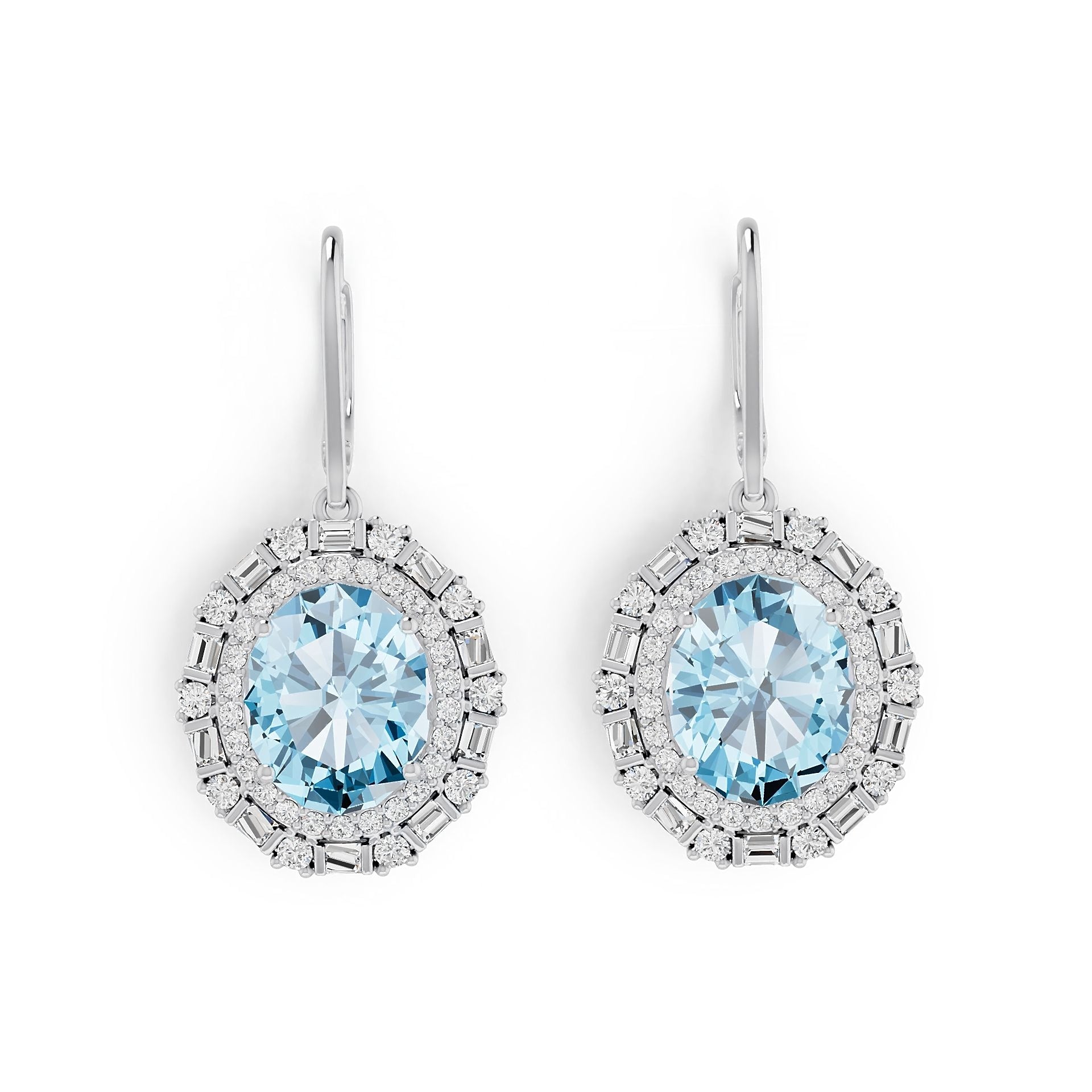 Sterling Silver Semi Mount Earrings Setting Oval OV 11x9mm with White Topaz Syzjewelry