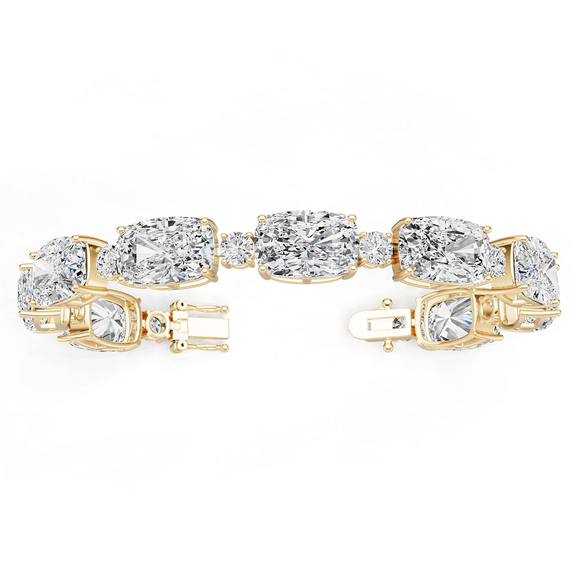 10K Gold Semi Mount Bracelet Setting Round Ro 16x10mm Moissanite Accent Syz Jewelry