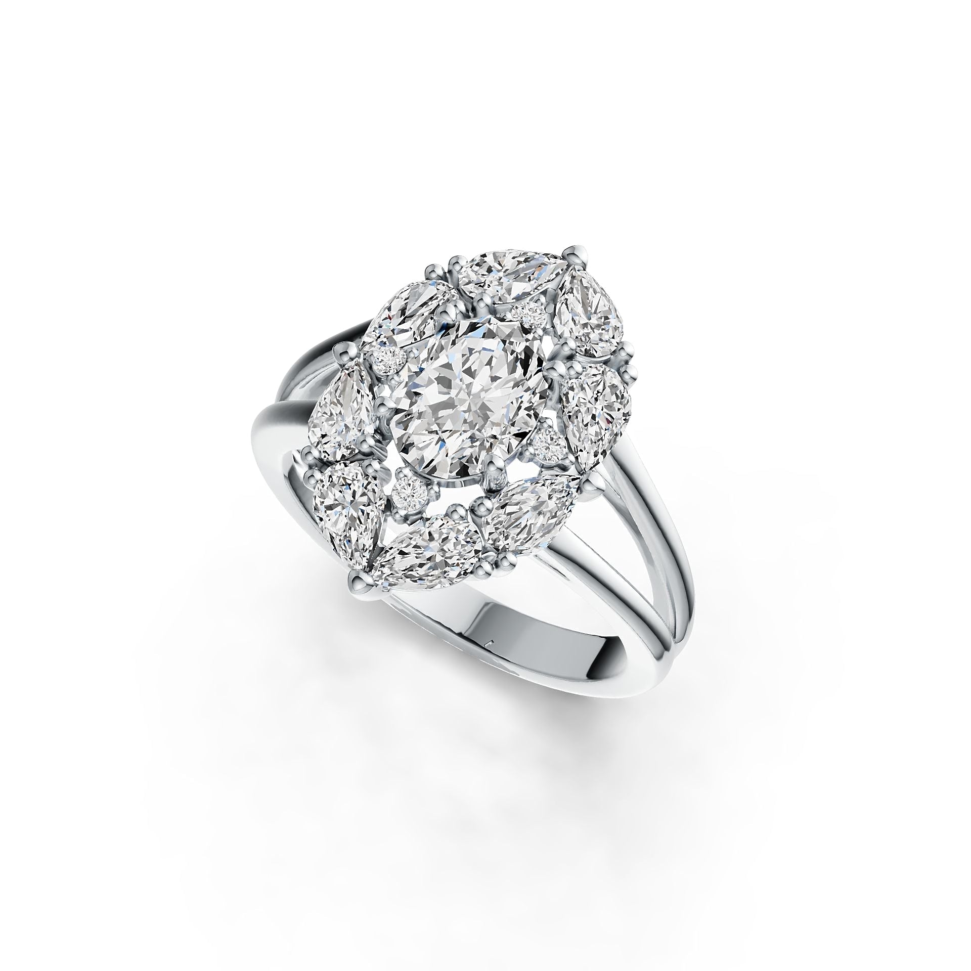 10K Gold Semi Mount Ring Setting Oval OV 8X6mm with Moissanite Accent DHJ