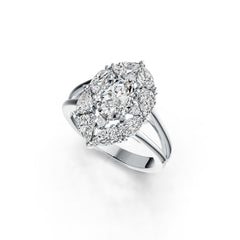 10K Gold Semi Mount Ring Setting Oval OV 8X6mm with Moissanite Accent DHJ