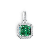 Sterling Silver Semi Mount Pendant Setting Emerald OCT 7X7mm Halo Syzjewelry
