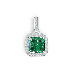 Sterling Silver Semi Mount Pendant Setting Emerald OCT 7X7mm Halo Syzjewelry