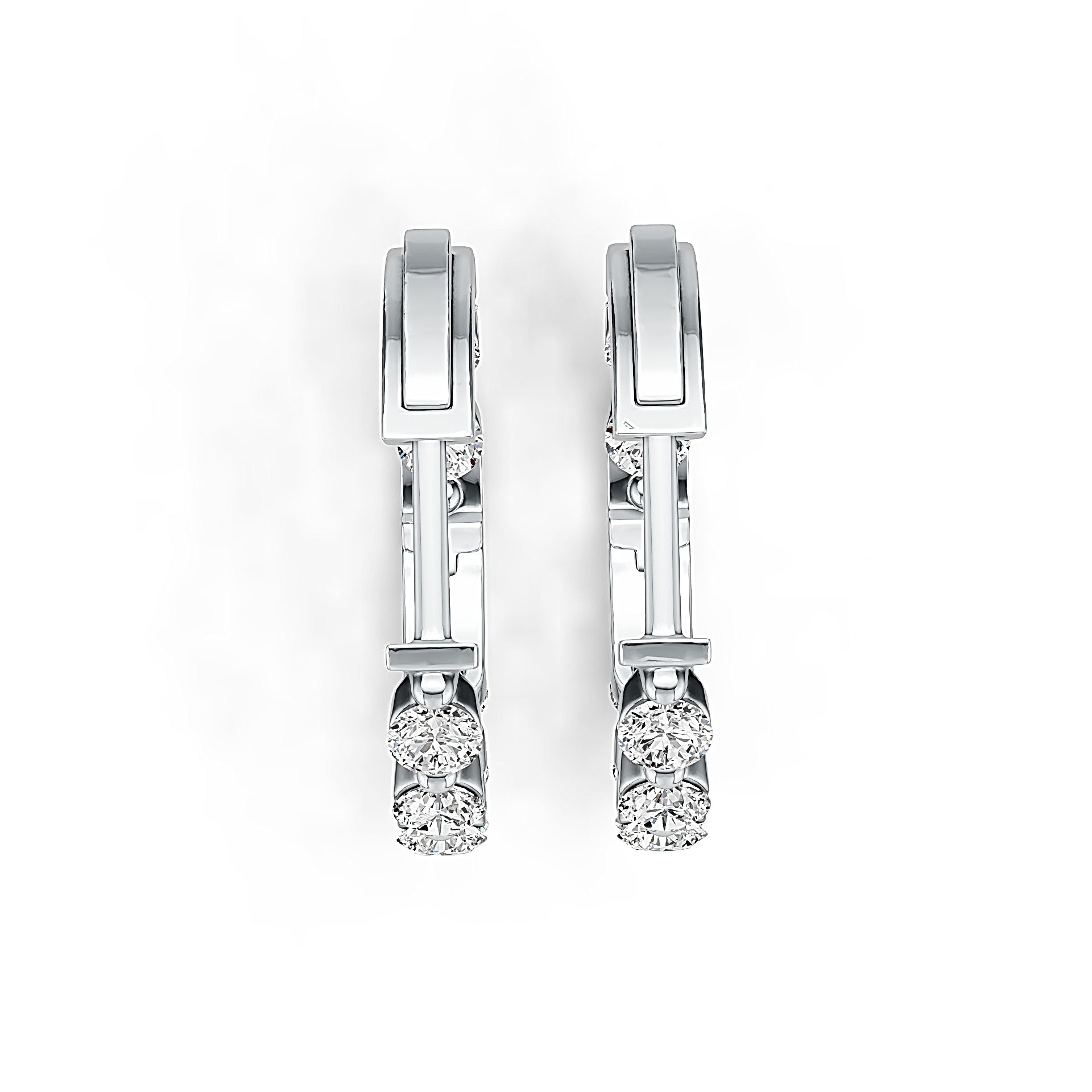 Sterling Silver Hoop Earrings with White Topaz or Moissanite Syzjewelry