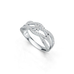 10K Gold Ring Criss-Cross Infinity with White Topaz or Moissanite Moissanite Accent DHJ