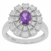 Platinum Semi Mount Ring Setting Oval OV 7x5mm Double Halo Diamond Accent Syzjewelry