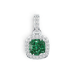 14K Gold Semi Mount Pendant Setting Cushion CU 5X5mm with White Topaz Diamond Accent DHJ