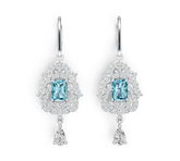 18K Gold Semi Mount Earrings Setting Emerald OCT 7X5mm PE 6X4mm Diamond Accent DHJ