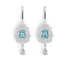 18K Gold Semi Mount Earrings Setting Emerald OCT 7X5mm PE 6X4mm Diamond Accent DHJ
