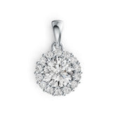 10K Gold Semi Mount Pendant Setting Round RD 7x7mm Halo Moissanite Accent DHJ
