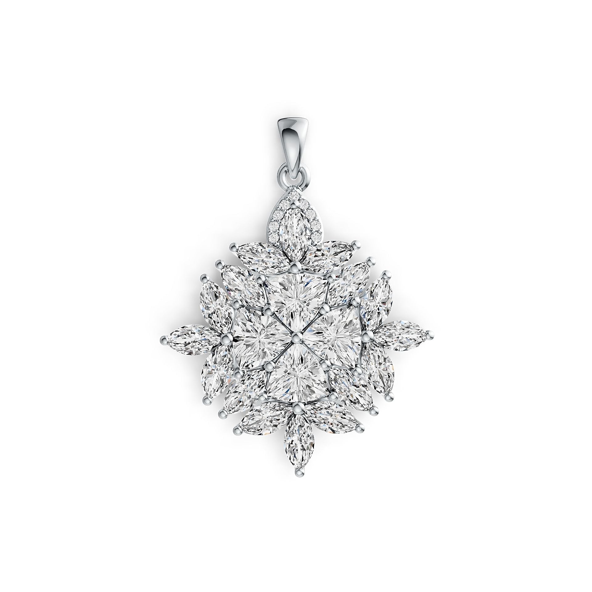 Sterling Silver Semi Mount Pendant Setting Trillion TR 6X6mm MQ 6X3mm DHJ