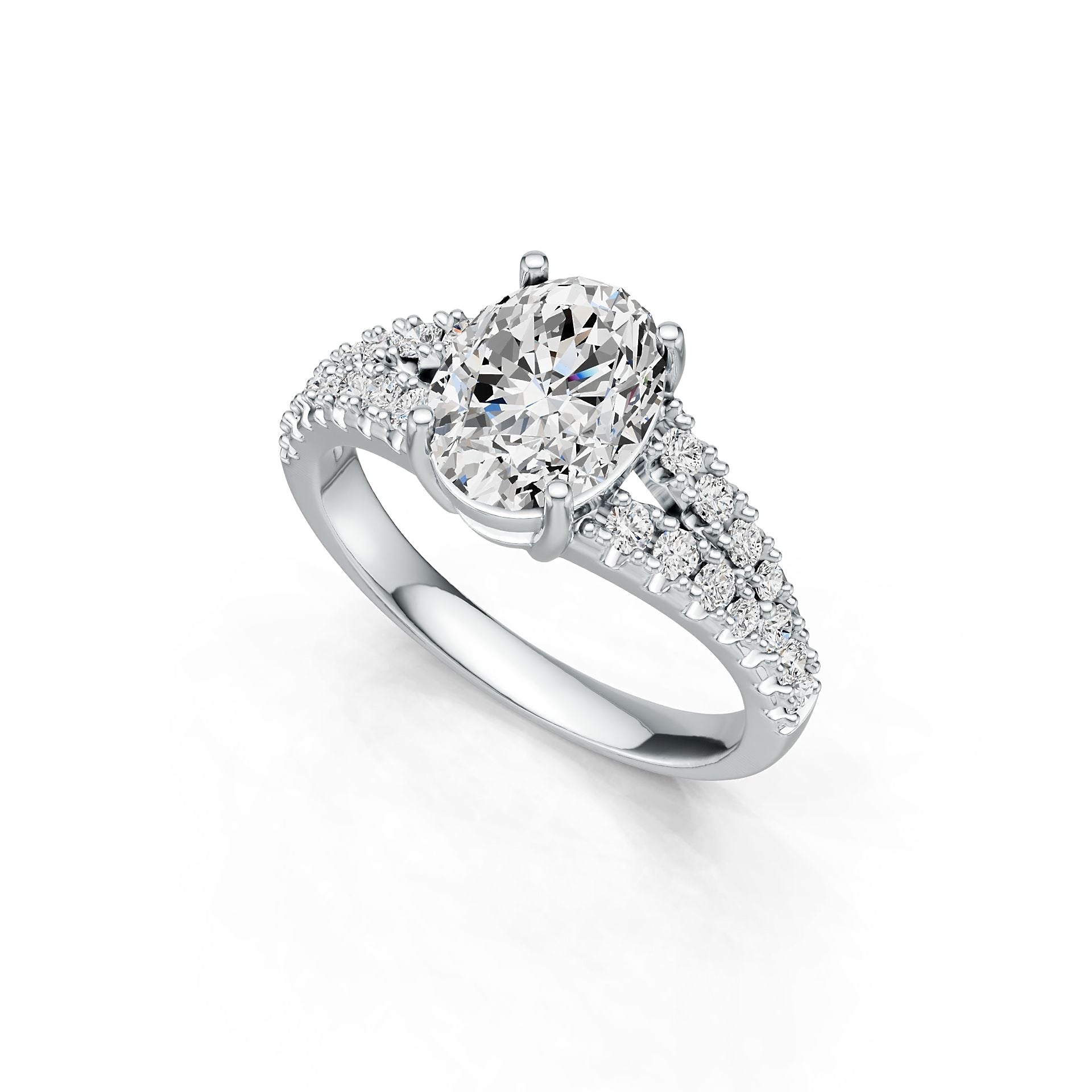 18K Gold Semi Mount Ring Setting Oval OV 9x7mm Diamond Accent DHJ