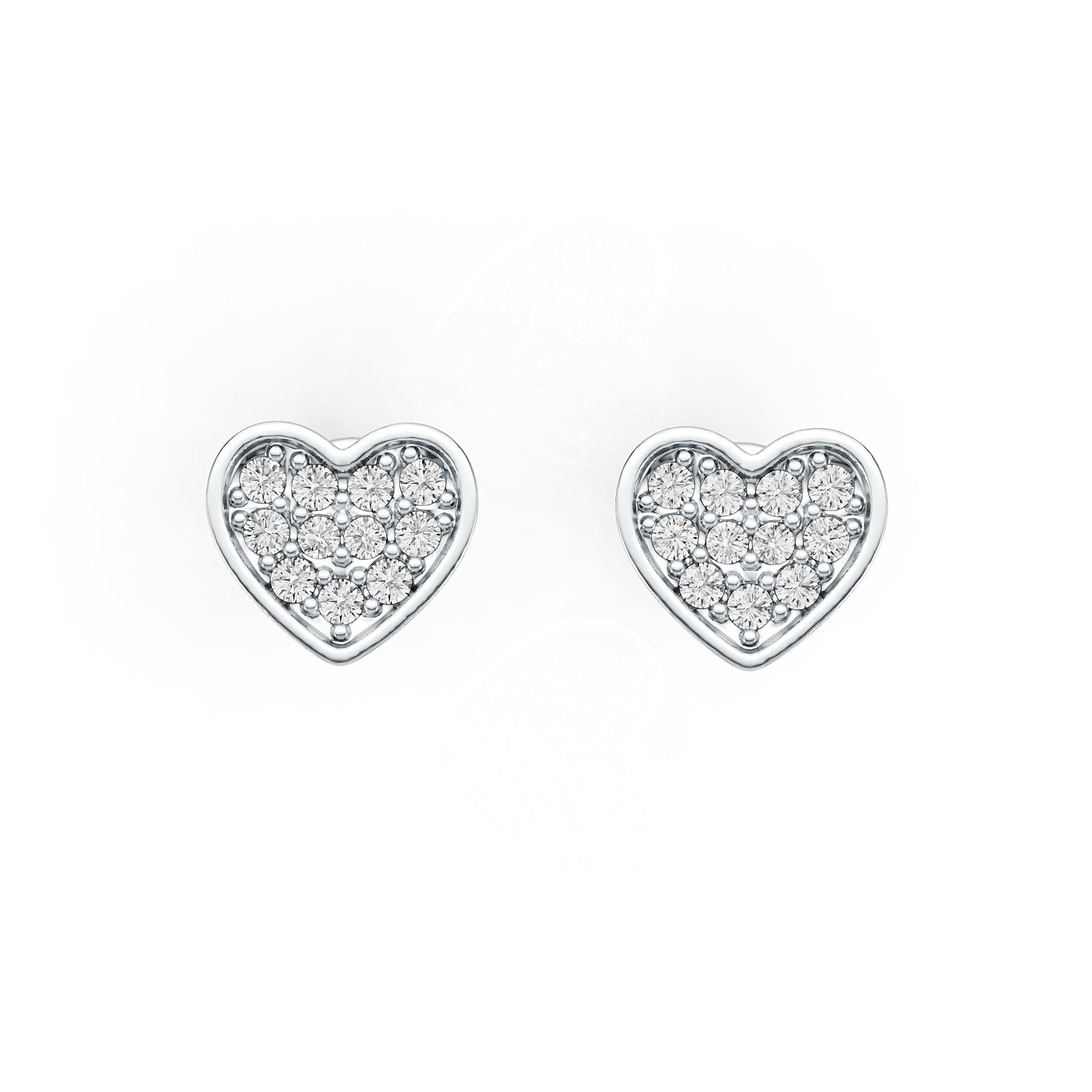 Sterling Silver Earrings with White Topaz or Moissanite Heart Stud DHJ