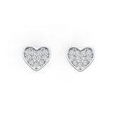 Sterling Silver Earrings with White Topaz or Moissanite Heart Stud DHJ