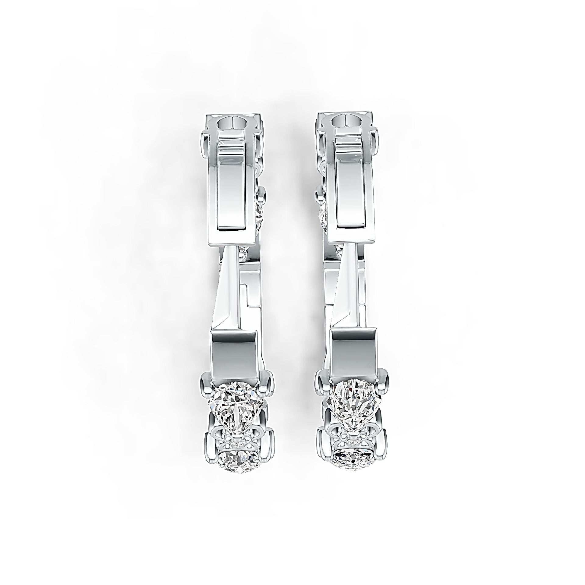 Sterling Silver Semi Mount Earrings Setting Pear PE 6X4mm with White Topaz DHJ