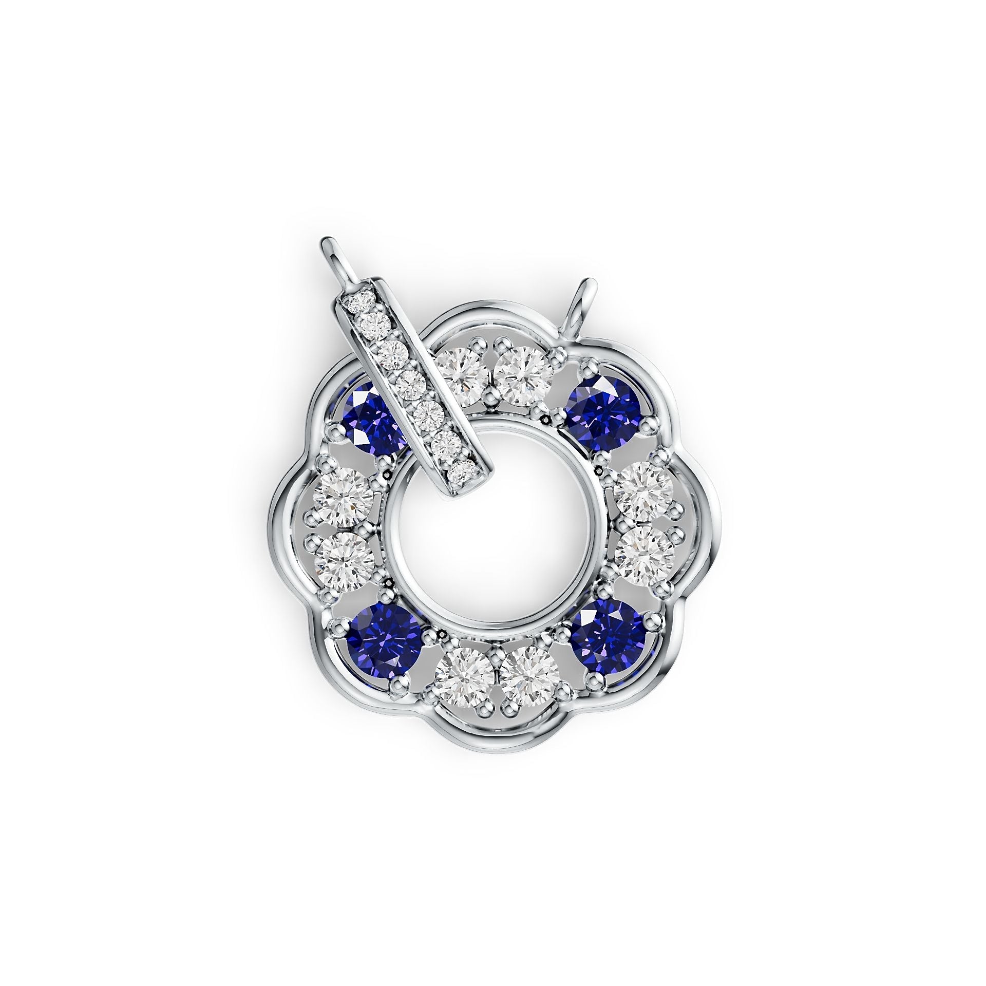 Sterling SilverPendant Setting with White Topaz or Moissanite Flower Theme Syzjewelry