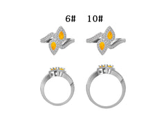 14K Gold Semi Mount Ring Setting Pear PE 5x3mm Bypass Ring Toi et Moi Diamond Accent DHJ
