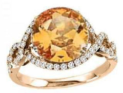 14K Gold Semi Mount Ring Setting Round RD 10x10mm Diamond Accent DHJ