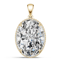 18K Gold Semi Mount Pendant Setting Oval Ov 22x17mm Diamond Accent Syz Jewelry