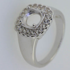 18K Gold Semi Mount Ring Setting Round RD 7x7mm PJC7742R Diamond Accent Syzjewelry