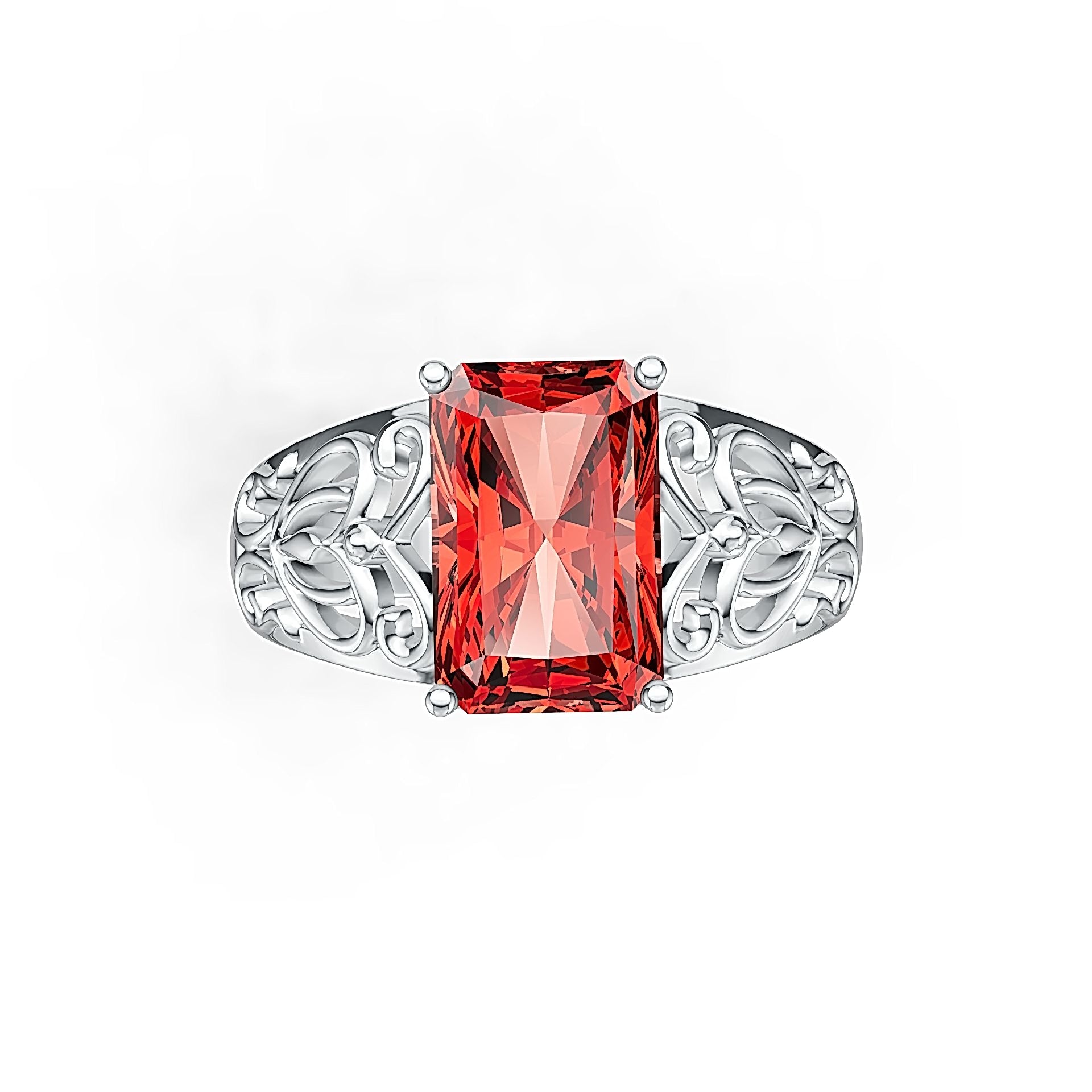 Sterling Silver Semi Mount Ring Setting OCT Emerald 12x8mm Art Deco Syzjewelry