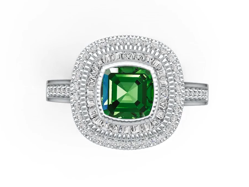 Sterling Silver Semi Mount Ring Setting Cushion CU 7X7mm Halo DHJ