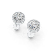 14K Gold Semi Mount Earrings Setting Round RD 6.5mm Halo Stud Diamond Accent DHJ