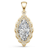 14K Gold Semi Mount Pendant Setting Round Ro 17x8mm Diamond Accent Syz Jewelry